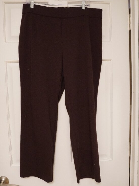 Studio Works Pants - Studio Works Petite PXL Brown Pull On Straight Leg Pants Plus Size Career Casual